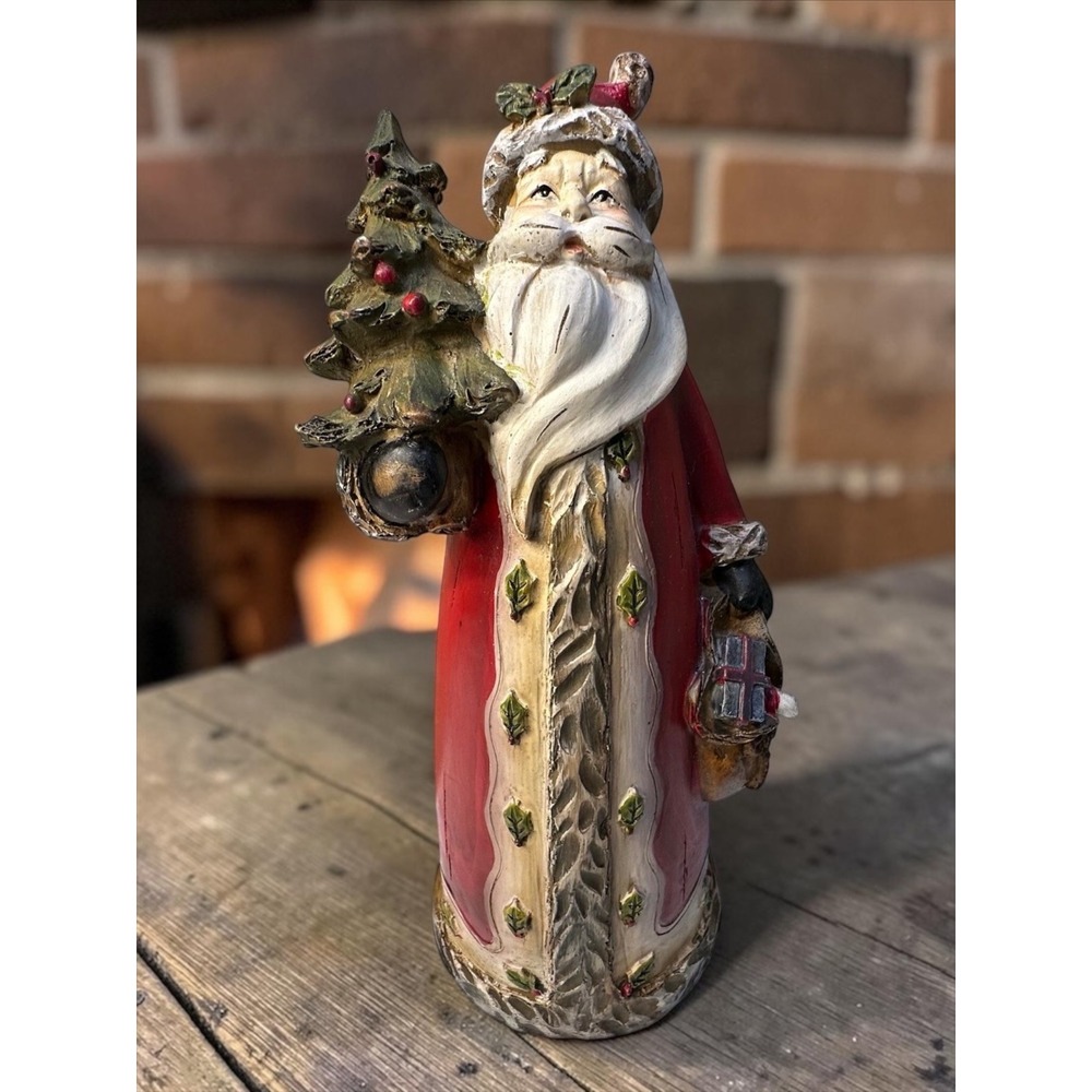 Christmas 2008 Santa Figurine Holiday Decor Red Good Rustic Tree Gift 550793